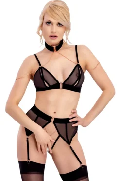 Abierta Fina Bra and Suspender Set