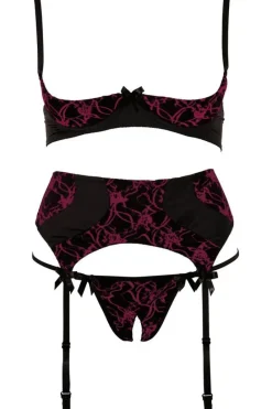 Abierta Fina Red Shelf Bra Set