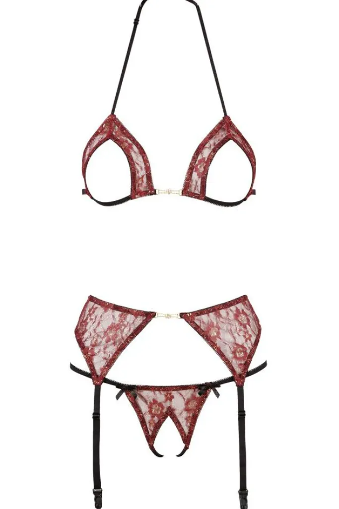 Abierta Fina Red Suspender Set