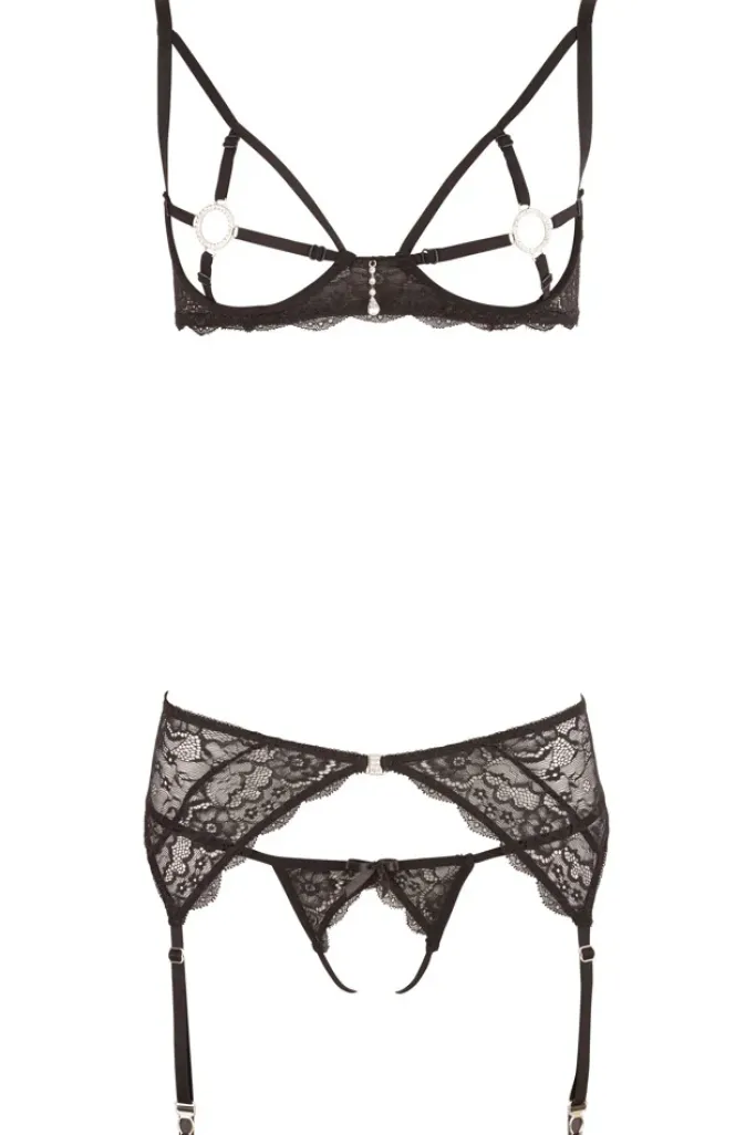 Abierta Fina Rhinestone Lingerie Set