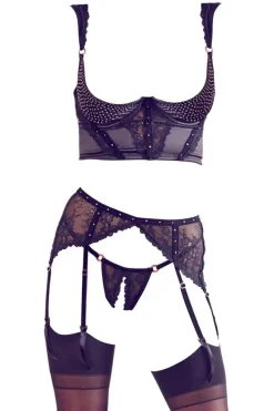 Abierta Fina Rhinestone Suspender Set