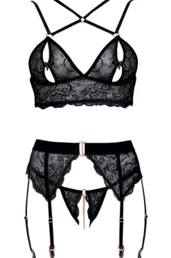 Abierta Fina Suspender Lingerie Set