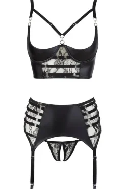 Abierta Fina Suspender Lingerie Set