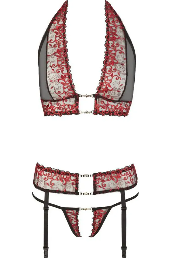 Abierta Fina Suspender Set with Rhinestones (L, XL)