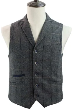 Kaymans Albert Grey Tweed Steampunk Waistcoat (36, 78)