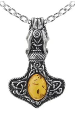 Alchemy Gothic Alchemy Amber Dragon Thor Hammer Pendant