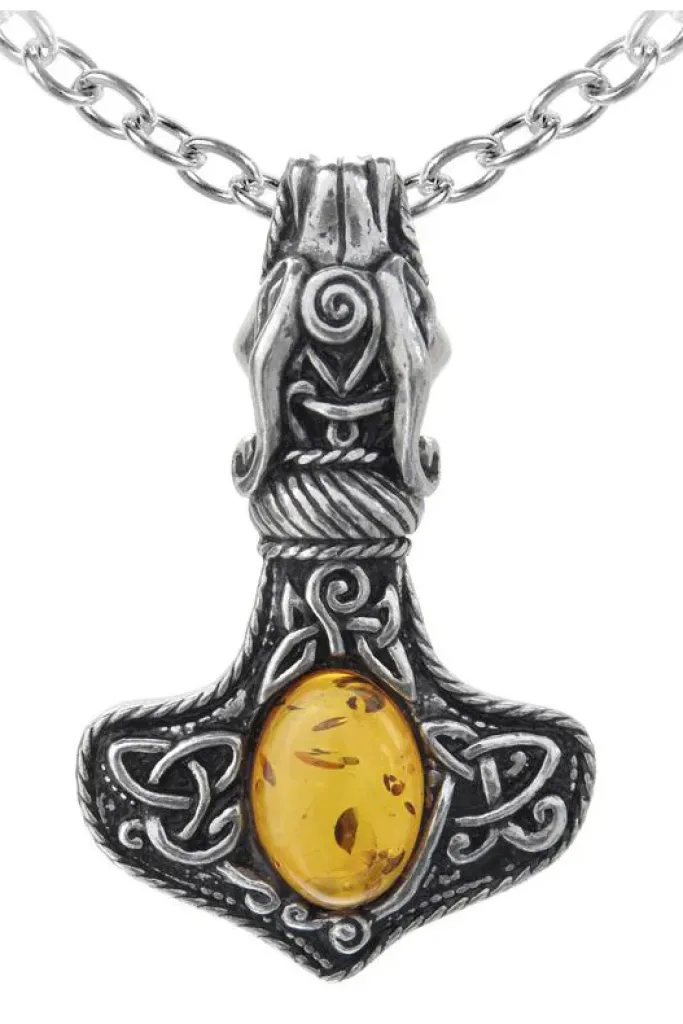 Alchemy Gothic Alchemy Amber Dragon Thor Hammer Pendant