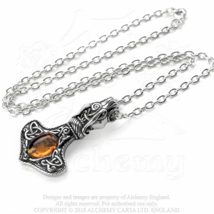 Alchemy Gothic Alchemy Amber Dragon Thor Hammer Pendant