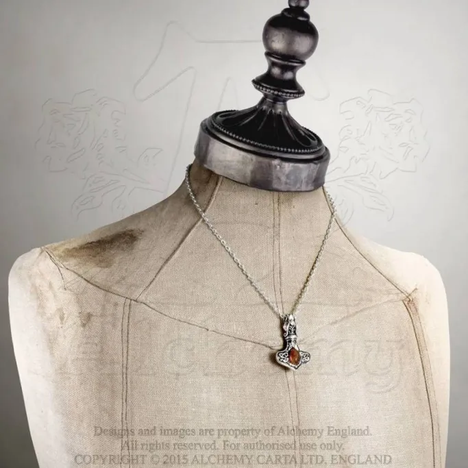 Alchemy Gothic Alchemy Amber Dragon Thor Hammer Pendant