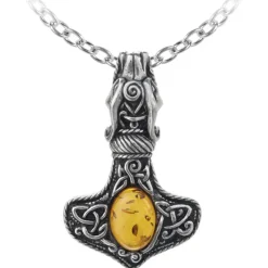 Alchemy Gothic Alchemy Amber Dragon Thor Hammer Pendant