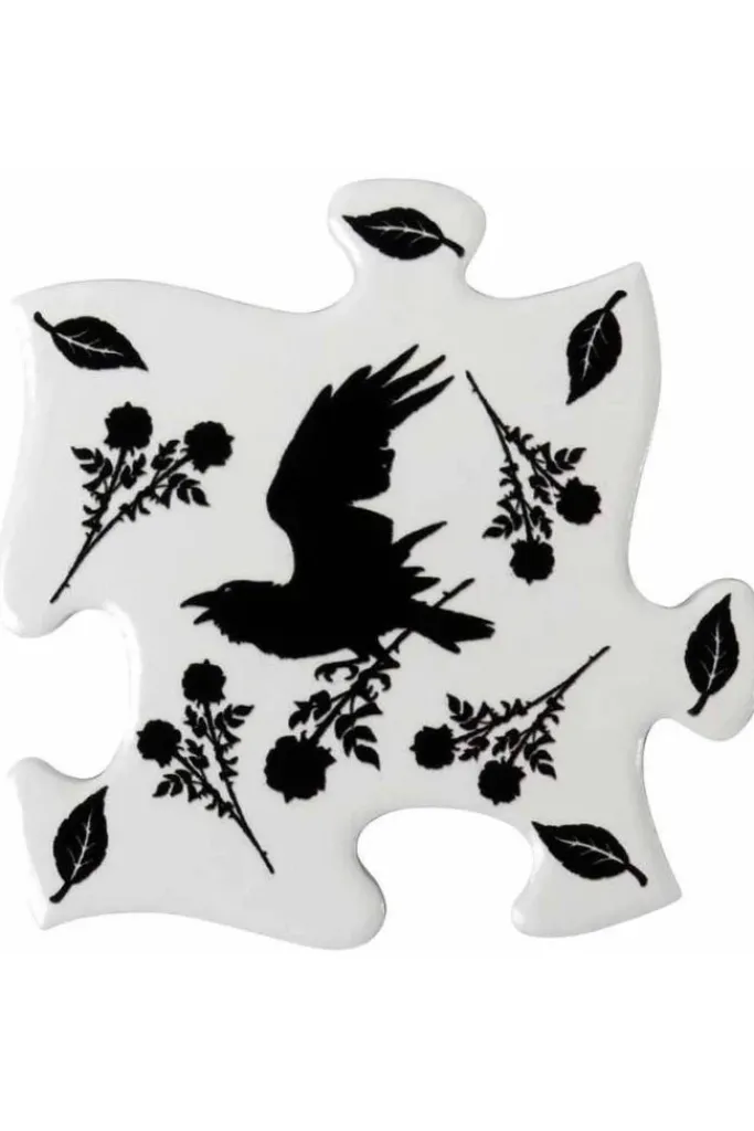 Alchemy Gothic Alchemy Black Raven and Rose Jigsaw Coasters