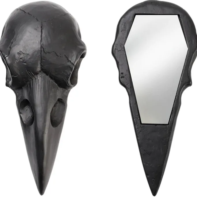 Alchemy Gothic Alchemy Black Raven Skull Hand Mirror