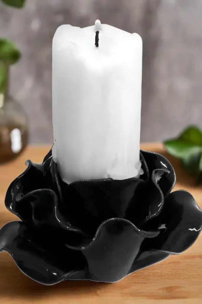 Alchemy Gothic Alchemy Black Rose Candle Holder/Pot