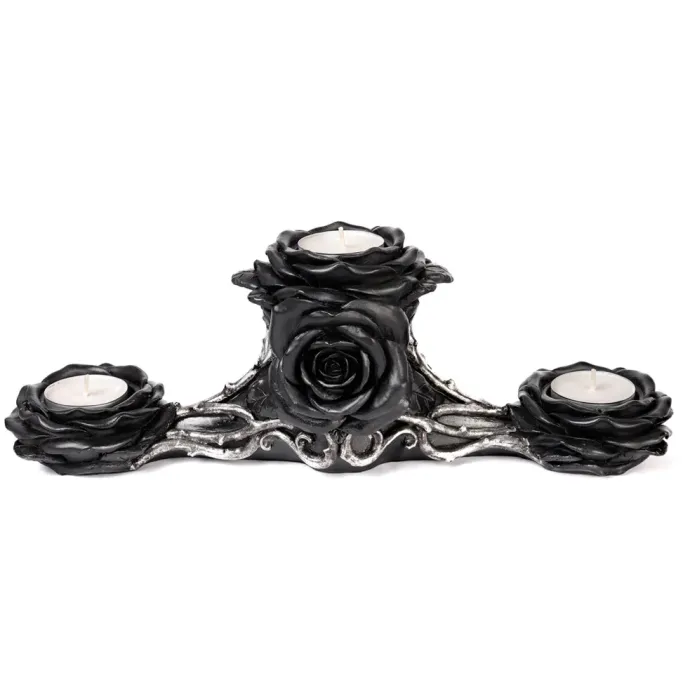 Alchemy Gothic Alchemy Black Rose Triple T-Light Holder