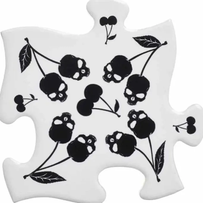 Alchemy Gothic Alchemy Black Skull Cherries Jigsaw Coasters