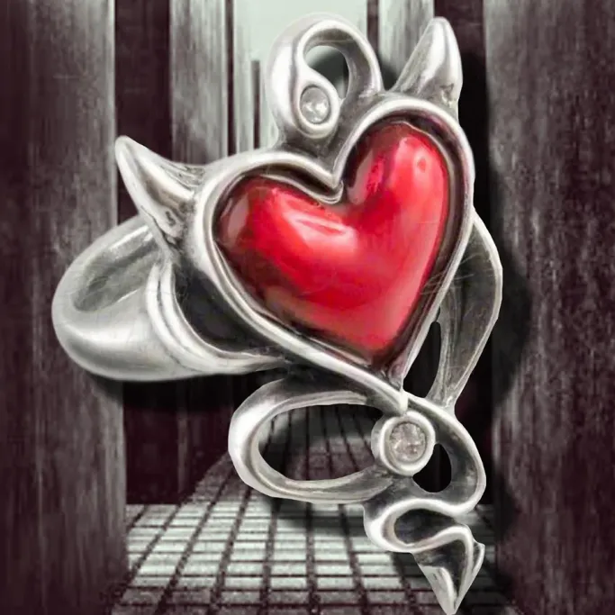 Alchemy Gothic Alchemy Devil Heart Ring UL17 ULFR6