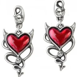 Alchemy Gothic Alchemy Devil Heart Stud Earrings Pair UL17 ULFE22