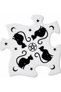 Alchemy Gothic Black Cats Jigsaw Coasters