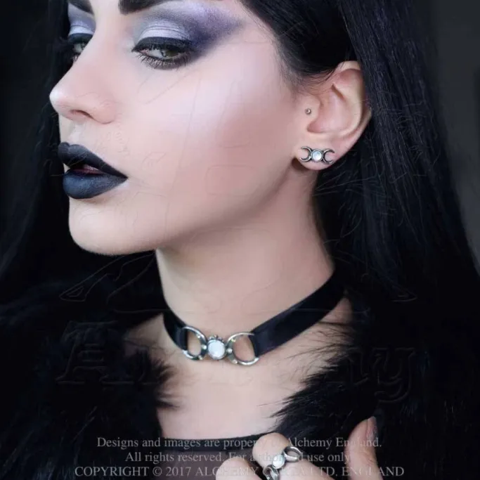 Alchemy Gothic Triple Goddess Studs