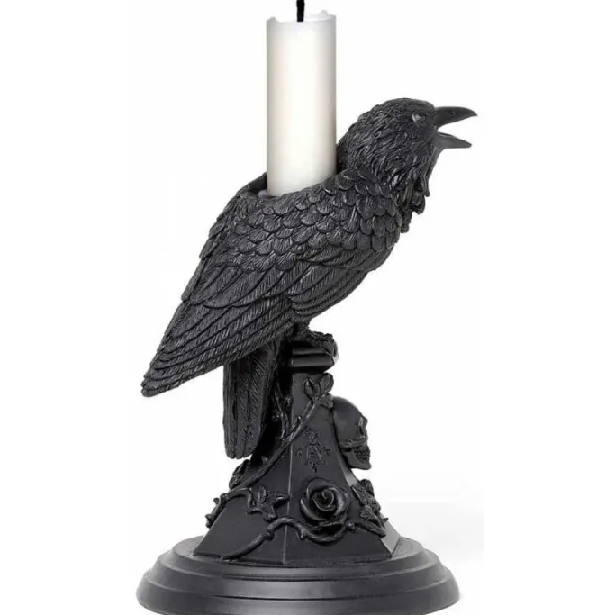 Alchemy Gothic Alchemy Pair of Poe's Raven Candlesticks