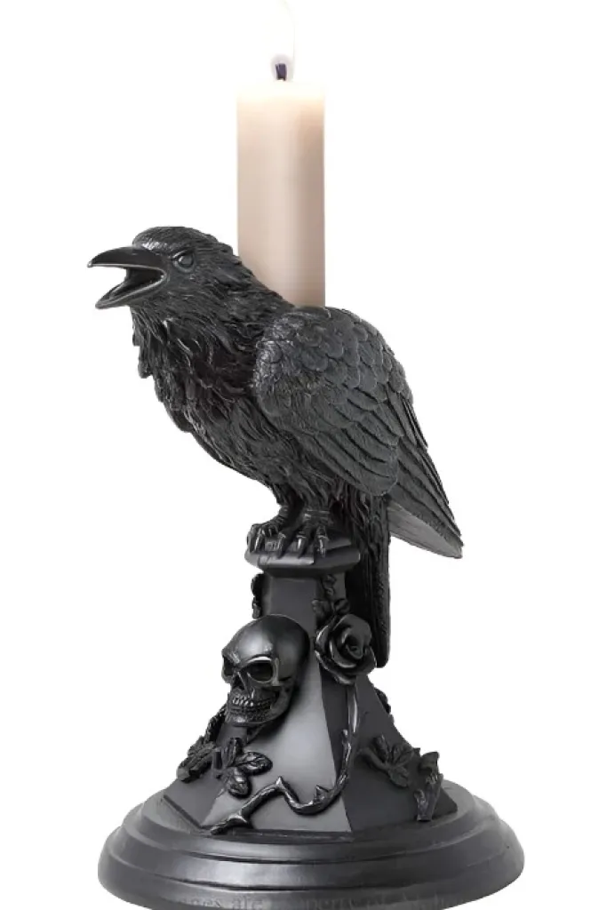 Alchemy Gothic Alchemy Pair of Poe's Raven Candlesticks