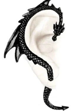 Alchemy Gothic Alchemy The Dragons Lure Stud Earring Black E274b