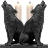 Alchemy Gothic Alchemy Ulula Noctis Wolf Candlestick Pair