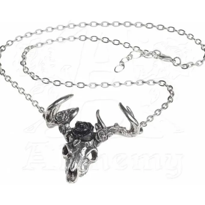 Alchemy Gothic Alchemy White Hart Black Rose Necklace