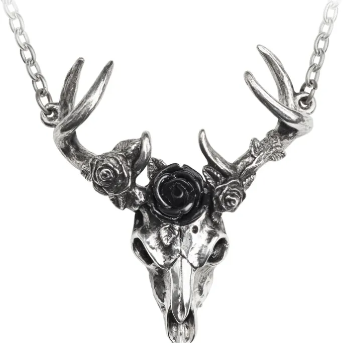 Alchemy Gothic Alchemy White Hart Black Rose Necklace