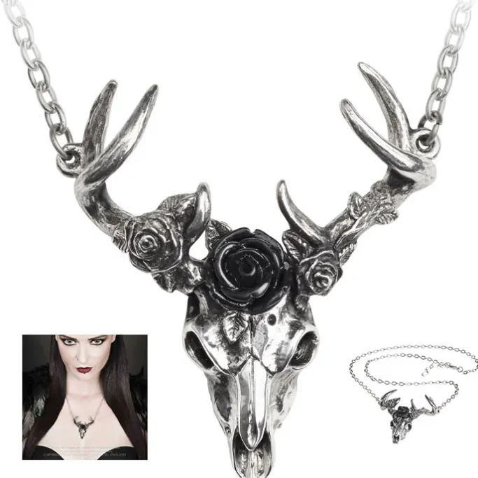 Alchemy Gothic Alchemy White Hart Black Rose Necklace