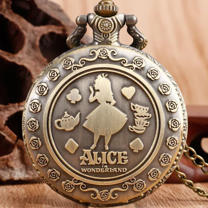 Pocketwatches Alice In Wonderland Steampunk Pocket Watch on Necklace Chain