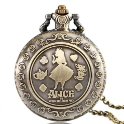 Pocketwatches Alice In Wonderland Steampunk Pocket Watch on Necklace Chain