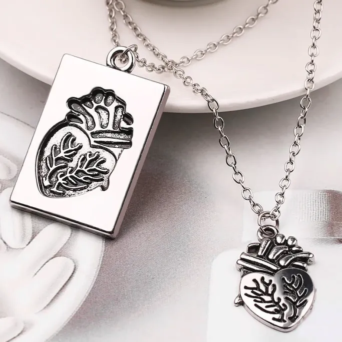 Gothic and Steampunk Jewellery Anatomical Heart Love Token Necklace Set