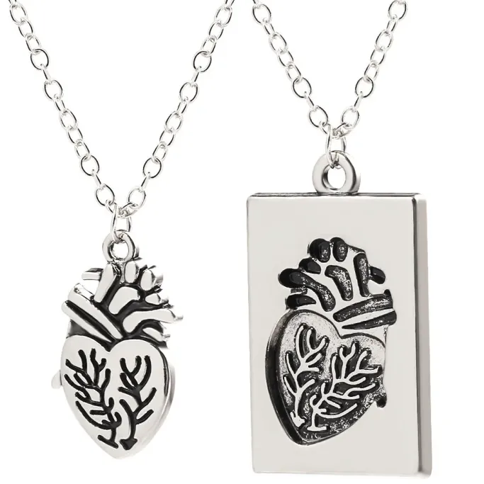Gothic and Steampunk Jewellery Anatomical Heart Love Token Necklace Set