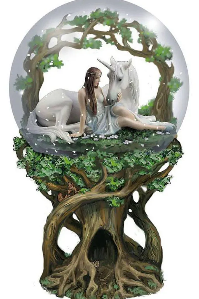 Nemesis Now Anne Stokes Pure Heart Unicorn Snow Globe 18cm
