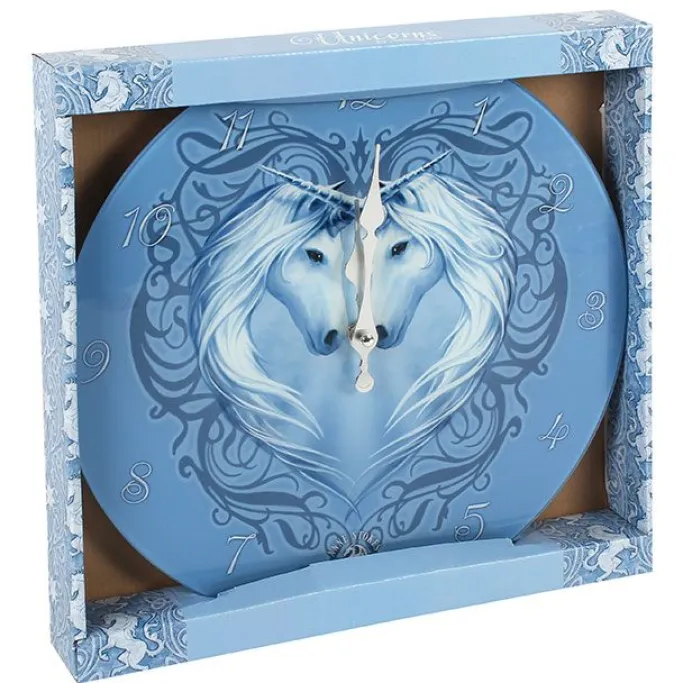 Something Different Anne Stokes Unicorn Heart Glass Clock