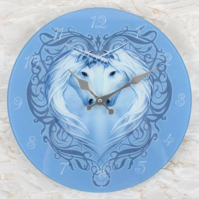 Something Different Anne Stokes Unicorn Heart Glass Clock
