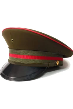 Euro Accessories Army Green Military Peaked Cap with Red Trim