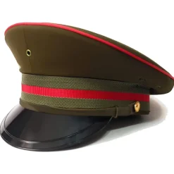 Euro Accessories Army Green Military Peaked Cap with Red Trim