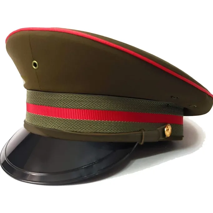Euro Accessories Army Green Military Peaked Cap with Red Trim