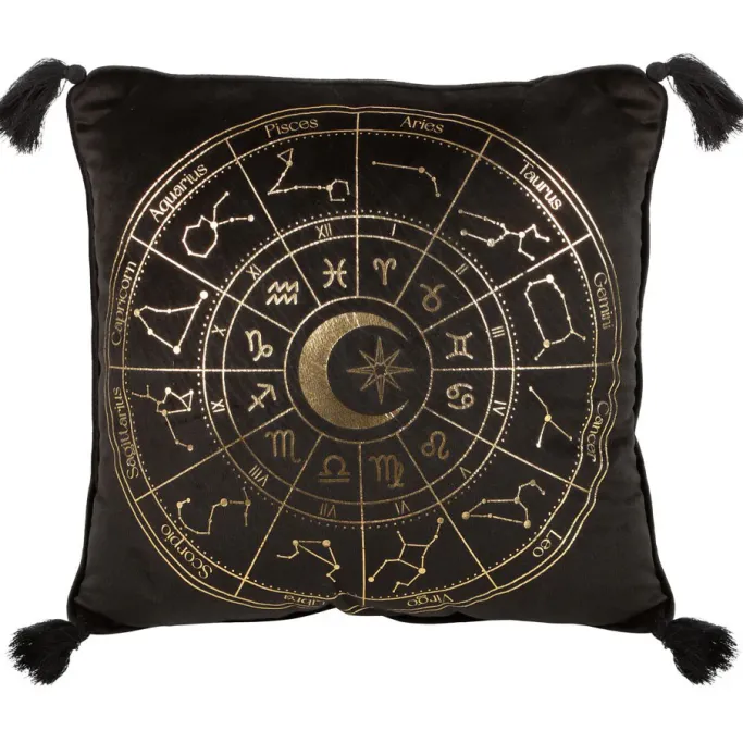 Something Different Astrology Wheel Cushion Black