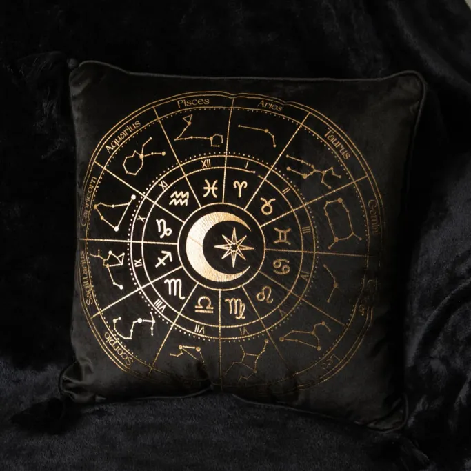 Something Different Astrology Wheel Cushion Black