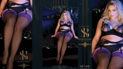 Ballerina 490 Hold Ups Stockings Plus Size Black Purple
