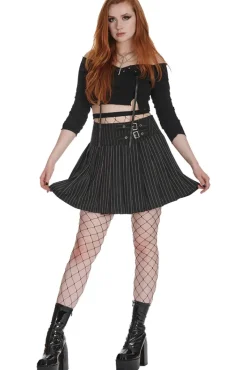 Banned Black Core Pinstripe Skirt