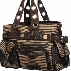 Banned Brown Striped Steampunk Shoulder Bag