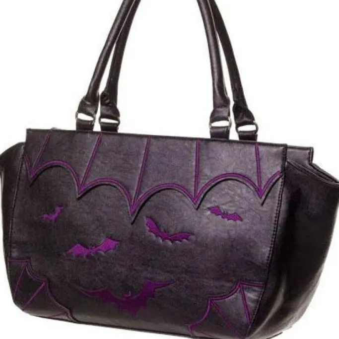 Banned Embroidered Bat Bag Purple