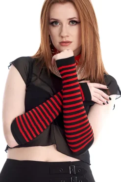 Banned Francis Striped Arm Warmers Red
