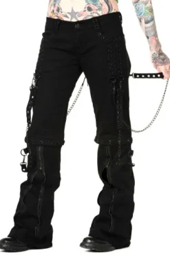 Banned Ladies Zip off Bondage Trousers/Shorts Black Chains