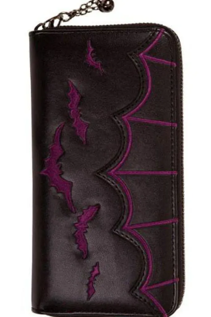 Banned Purple Bats Embroidery Purse