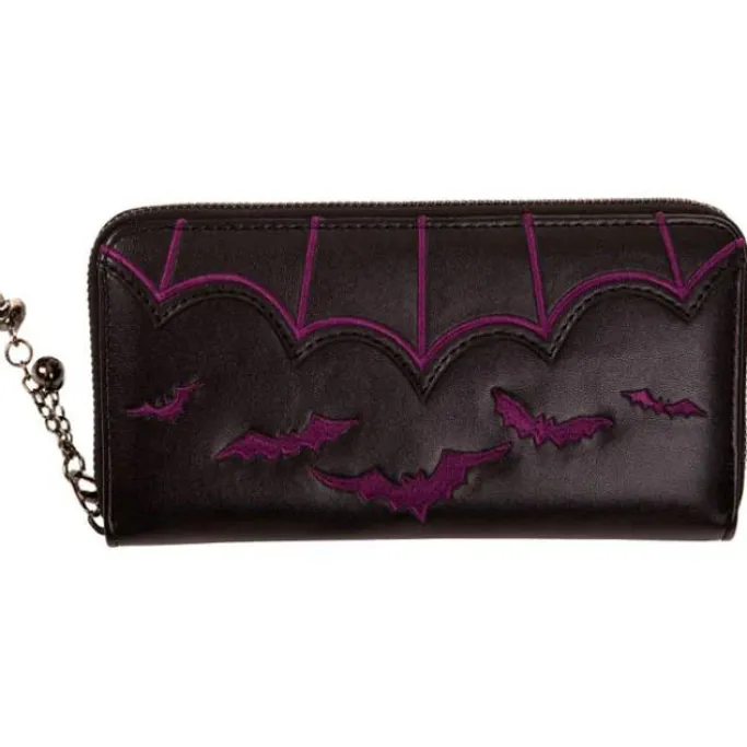 Banned Purple Bats Embroidery Purse